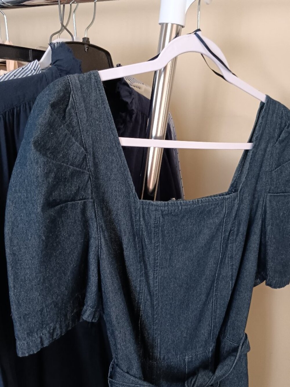 Blue Medium Wash 100% Cotton Denim Dress Short Sleeve Size Small - Picture 4 of 12